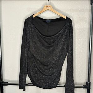 Daytrip Black Sparkle Long Sleeve Blouse